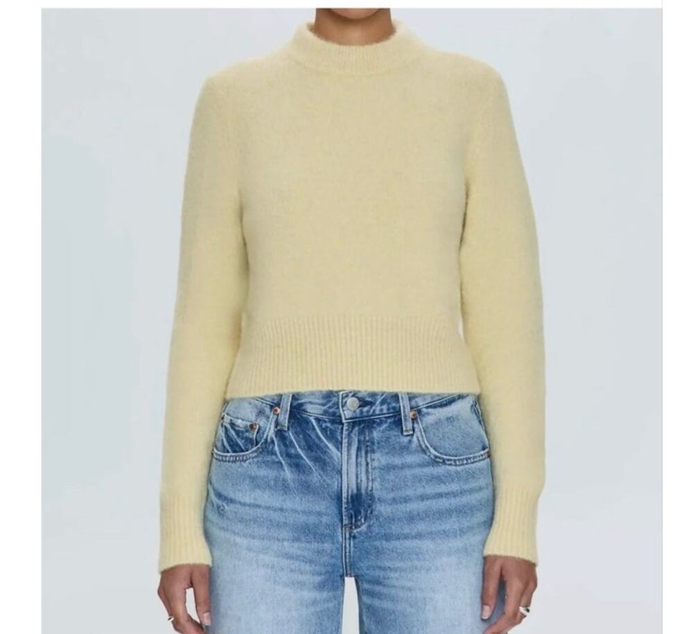 Pistola Sara Sweater Cropped Soft Butter Yellow Alpaca Wool Blend Pullover Sz M